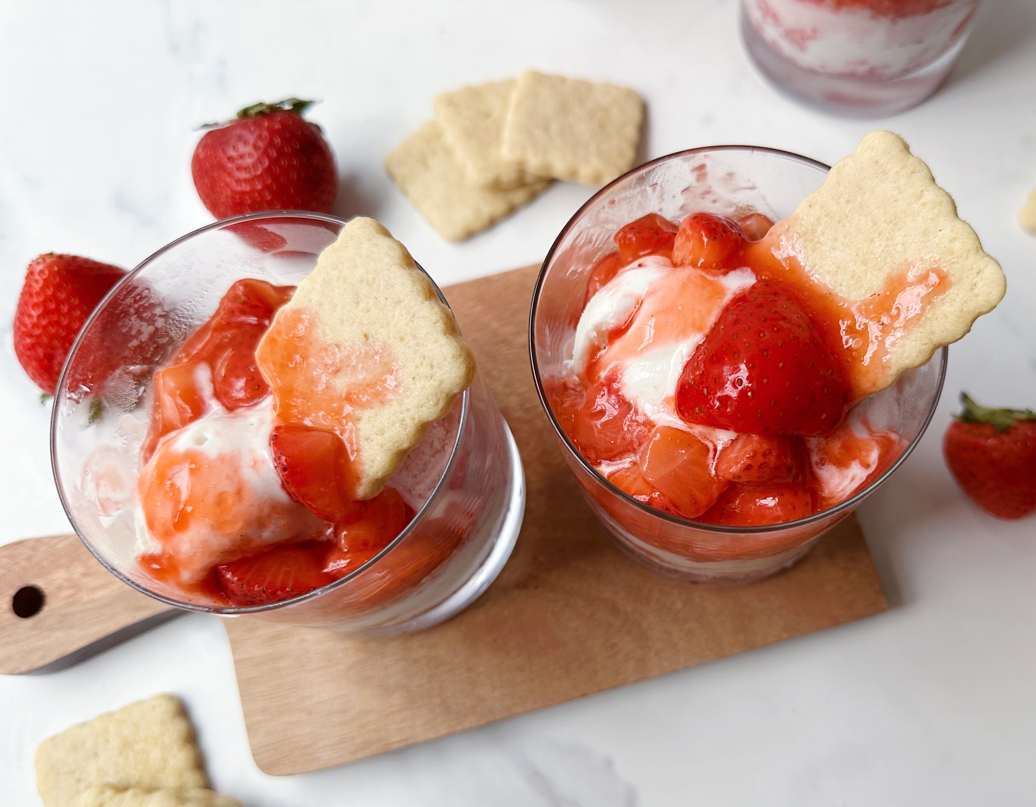 finished vegan strawberry short cake ice cream cups