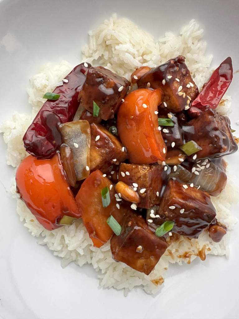 close up kung pao tofu