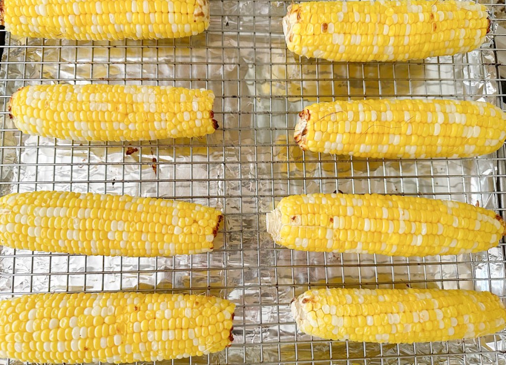 roasted corn on roasting rack