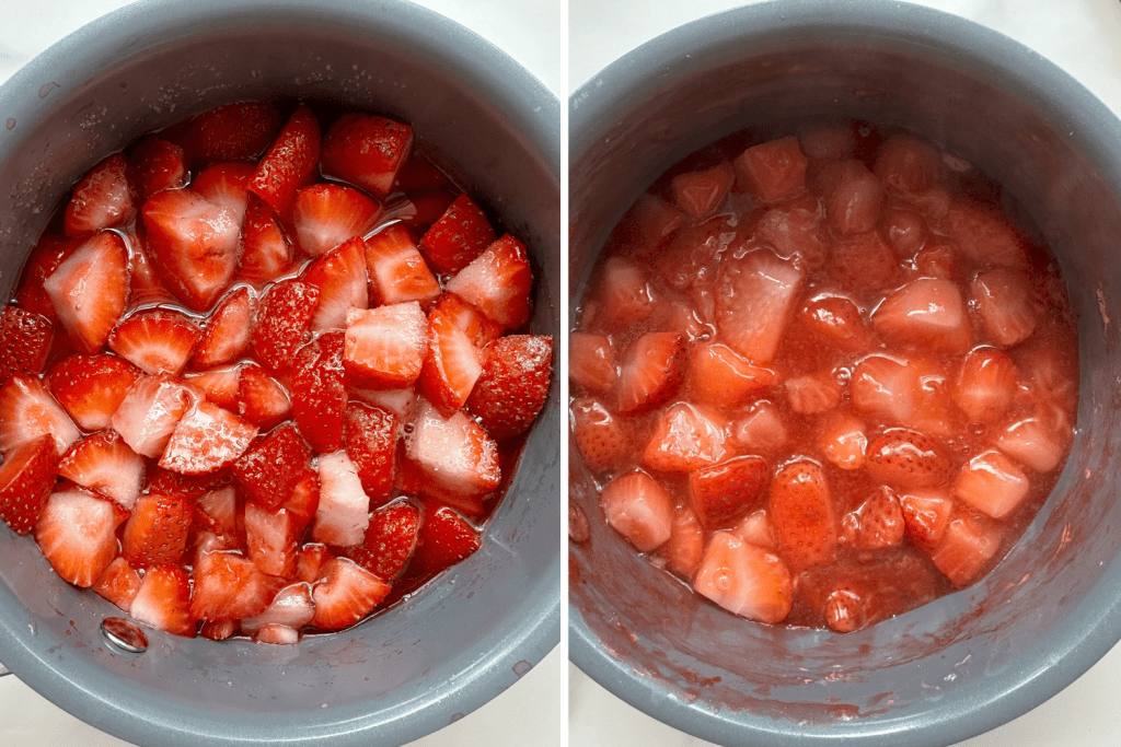 before and after strawberry compote