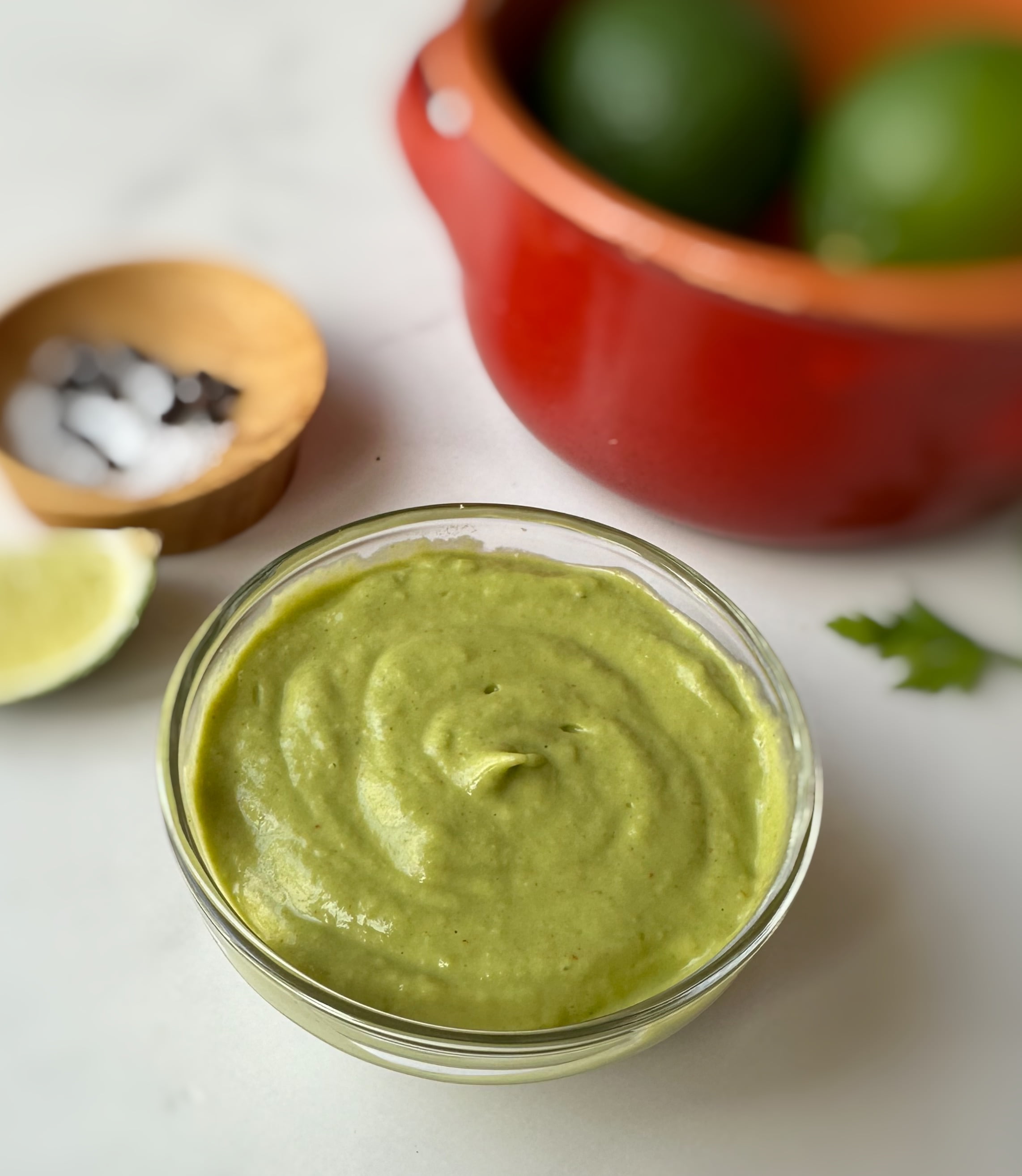 finished vegan avocado lime crema