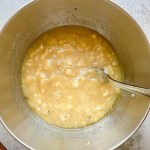 wet ingredients for vegan banana walnut cake in bowl