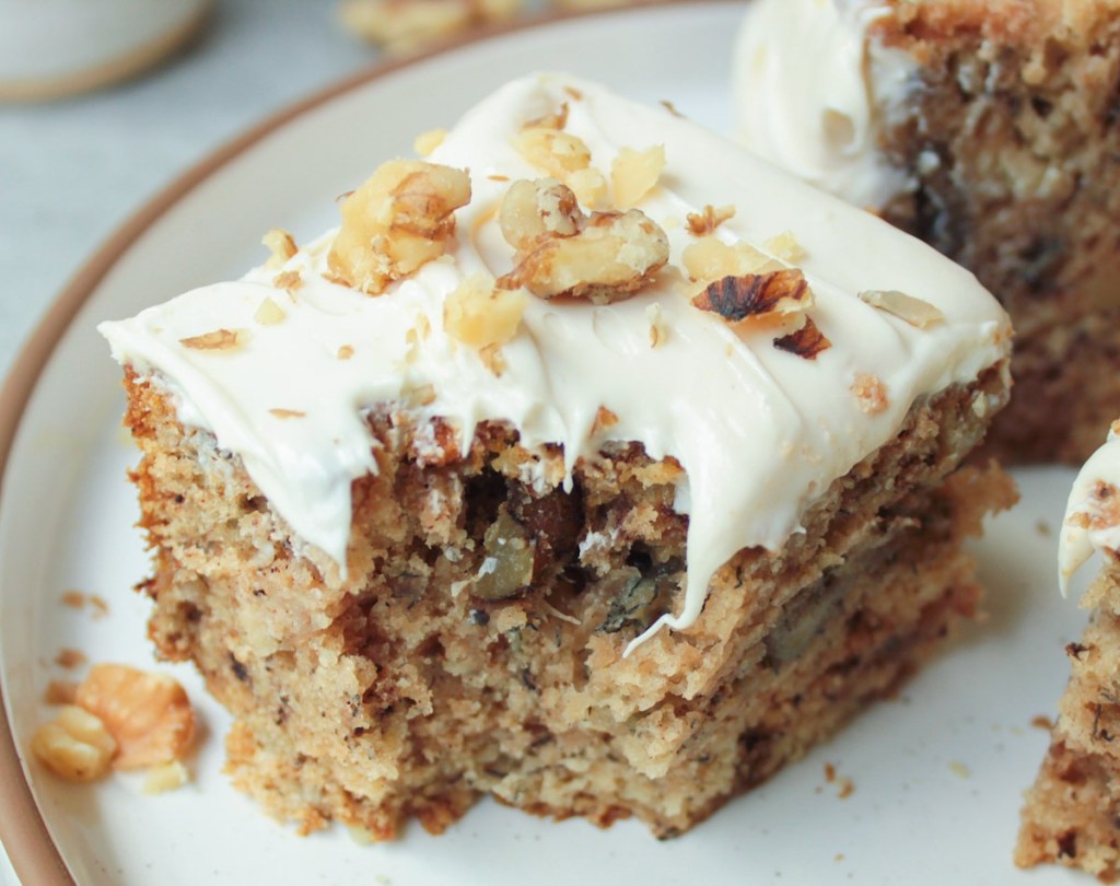 forkful taken out of cake with frosting