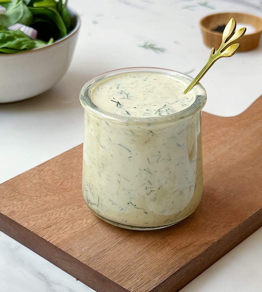 finished vegan dill tahini dressing