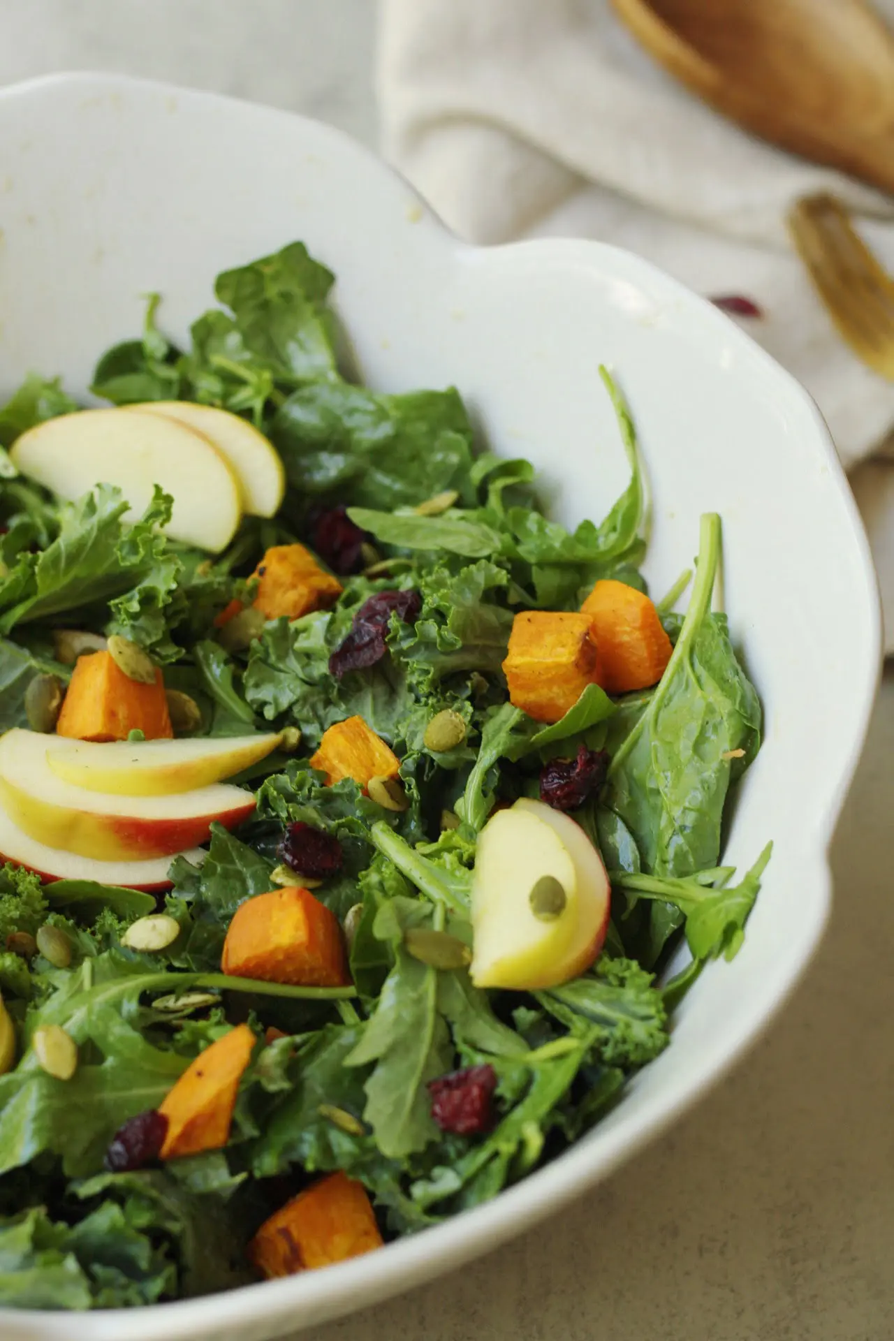 vegan harvest salad with apple cider vinaigrette
