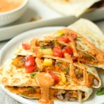 finished vegan sweet potato black bean quesadilla