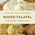 pin image for baked falafel with garlic tahini sauce