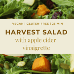 pin image for vegan harvest salad with apple cider vinaigrette