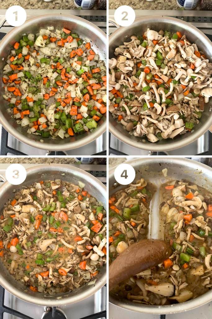 step by step photo for making mushroom pot pie filling