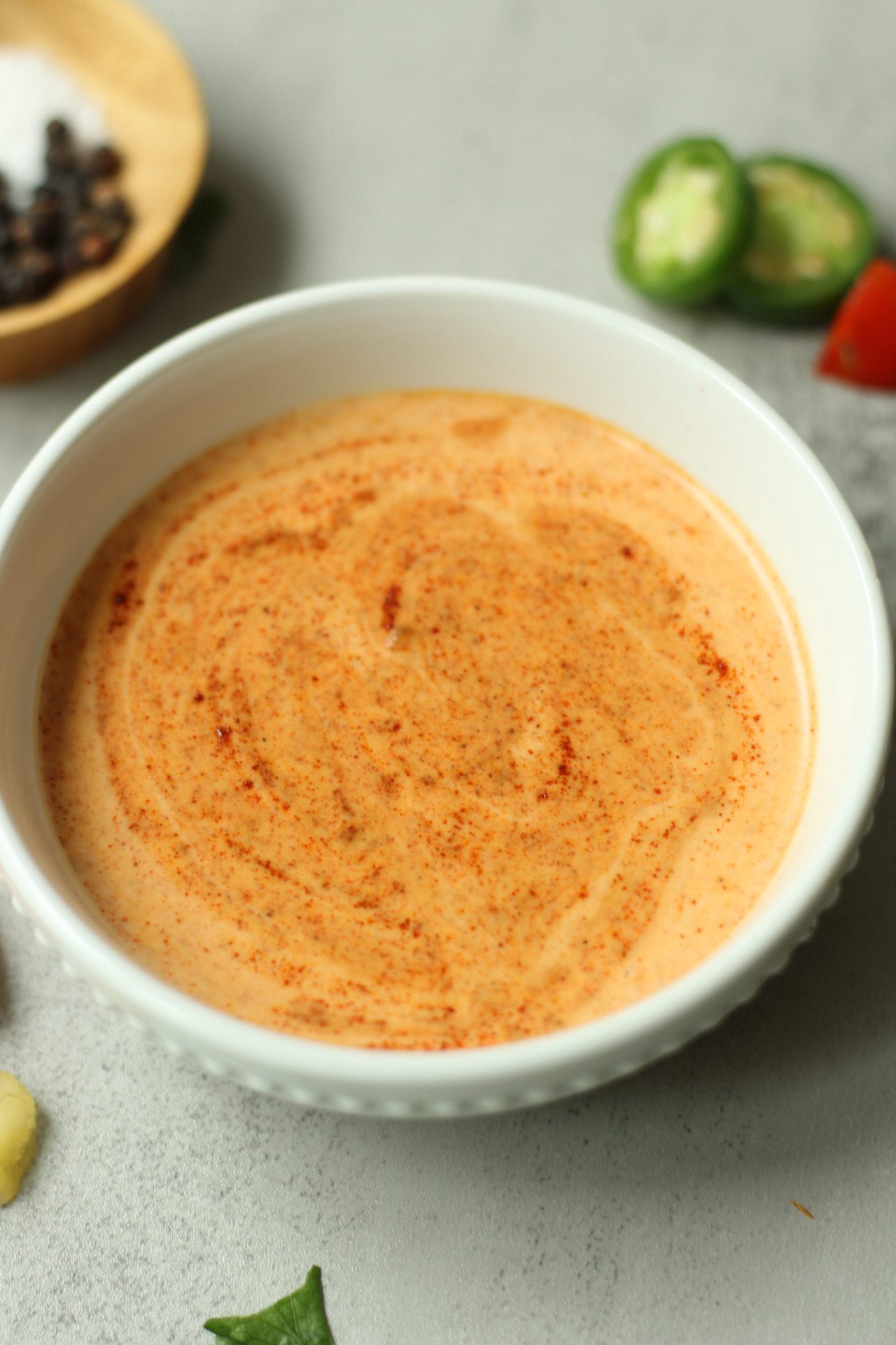 vegan chipotle lime aioli in white bowl