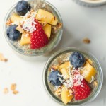 top view of vegan coconut mango chia pudding