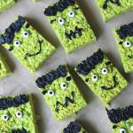 many decorated frankenstein rice krispie treats