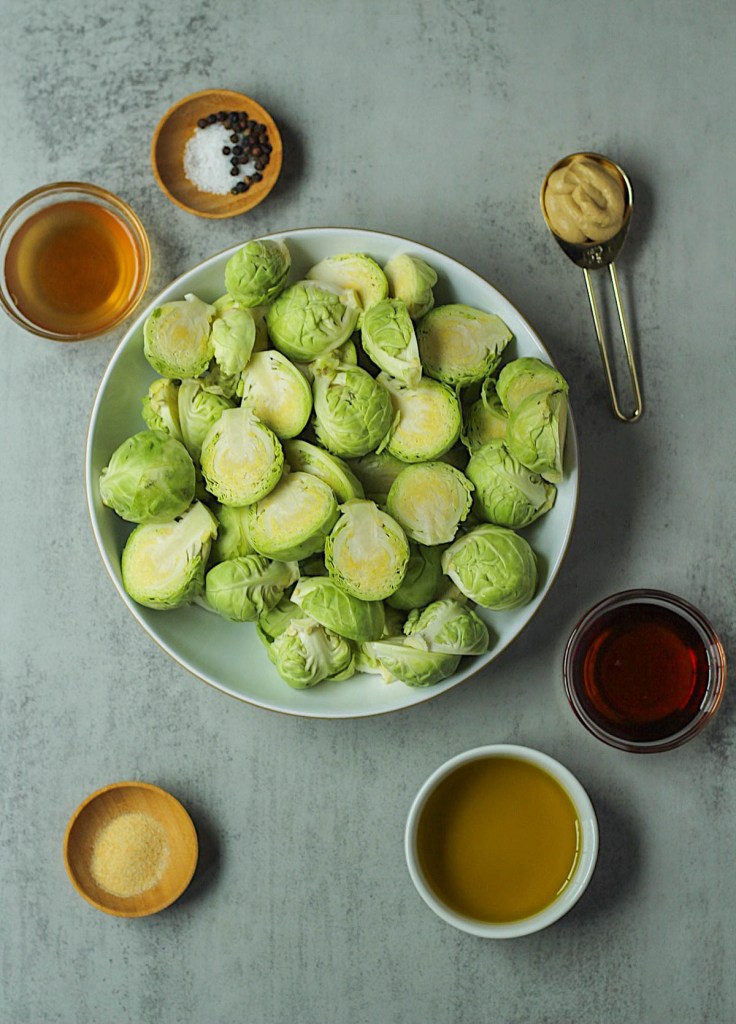 maple dijon brussels sprouts ingredients labeled