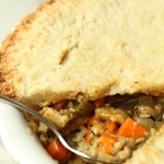 vegan mushroom pot pie with slice taken out
