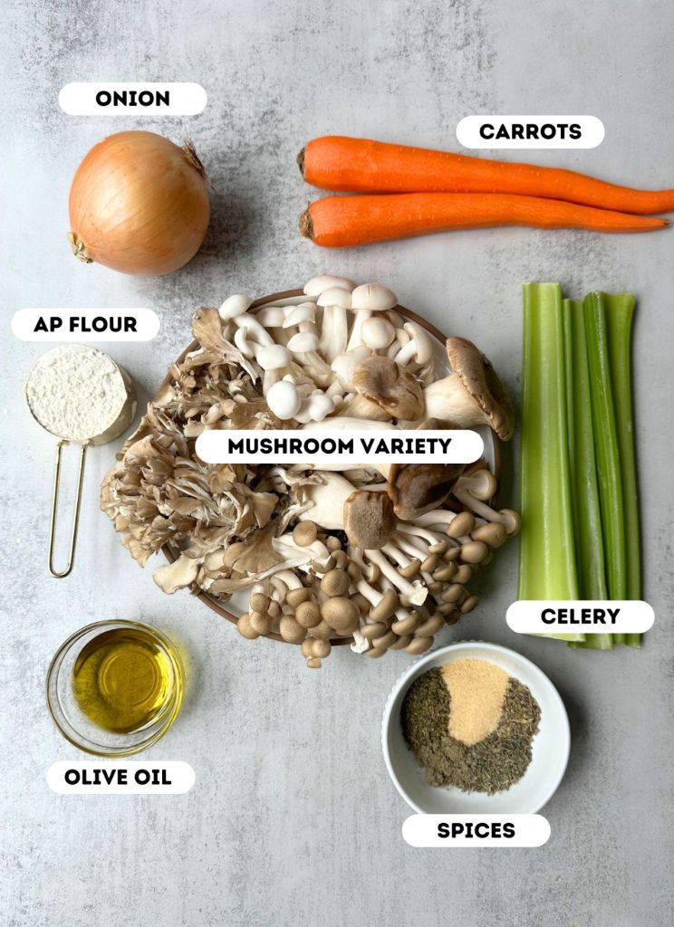 ingredients for vegan mushroom pot pie