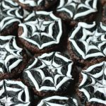 close up vegan spider web brownie bites