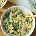creamy vegan spinach artichoke pasta