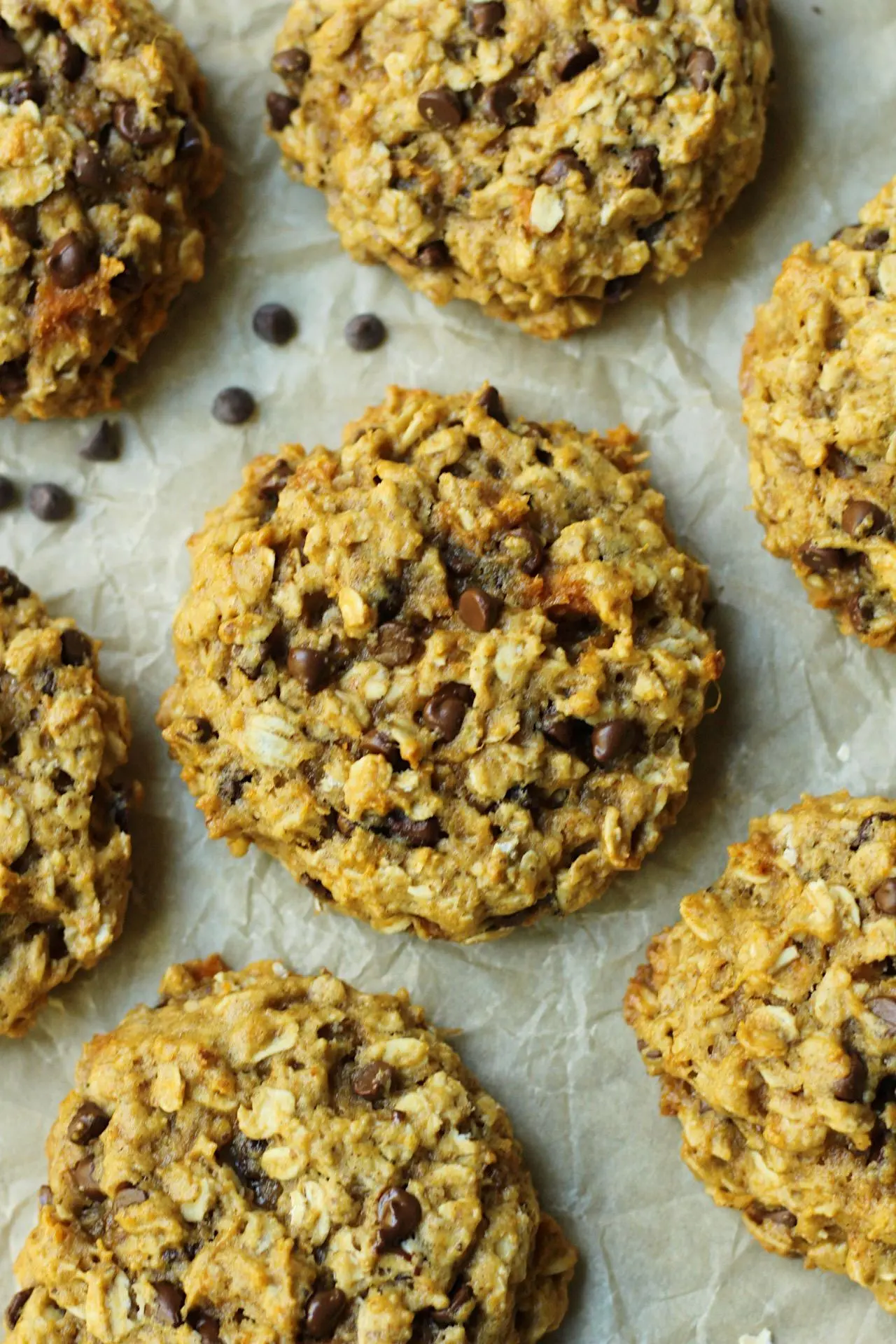vegan sweet potato oatmeal chocolate chip cookies