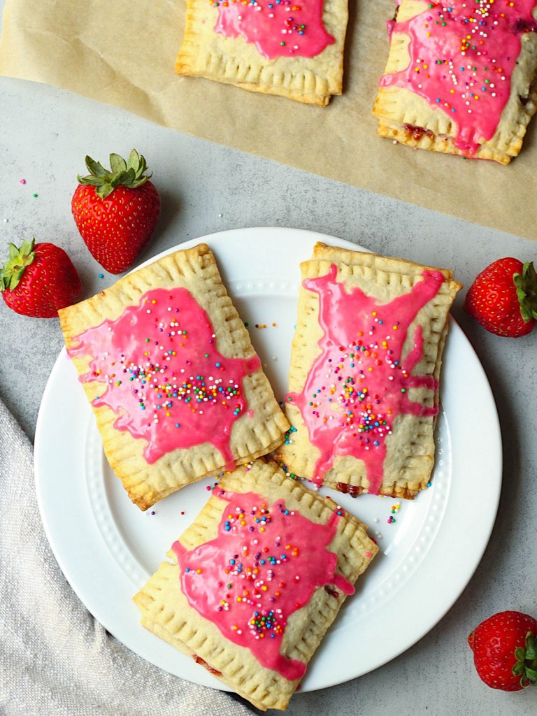 homemade vegan pop tarts on a white plate