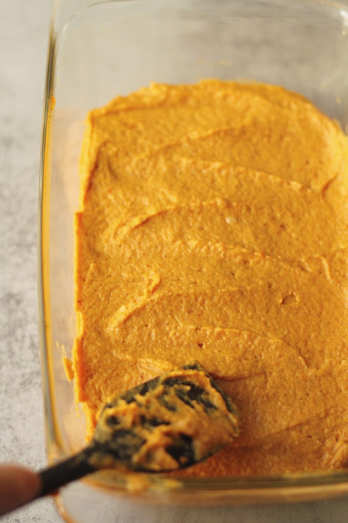 Finished dough for vegan pumpkin bread