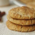 close up stacked vegan snickerdoodles