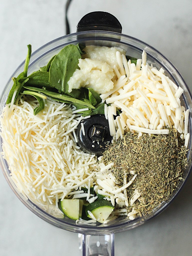ingredients for stuffed shells in food processor before blending