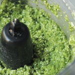 filling for vegan stuffed shells in the food processor, showing texture