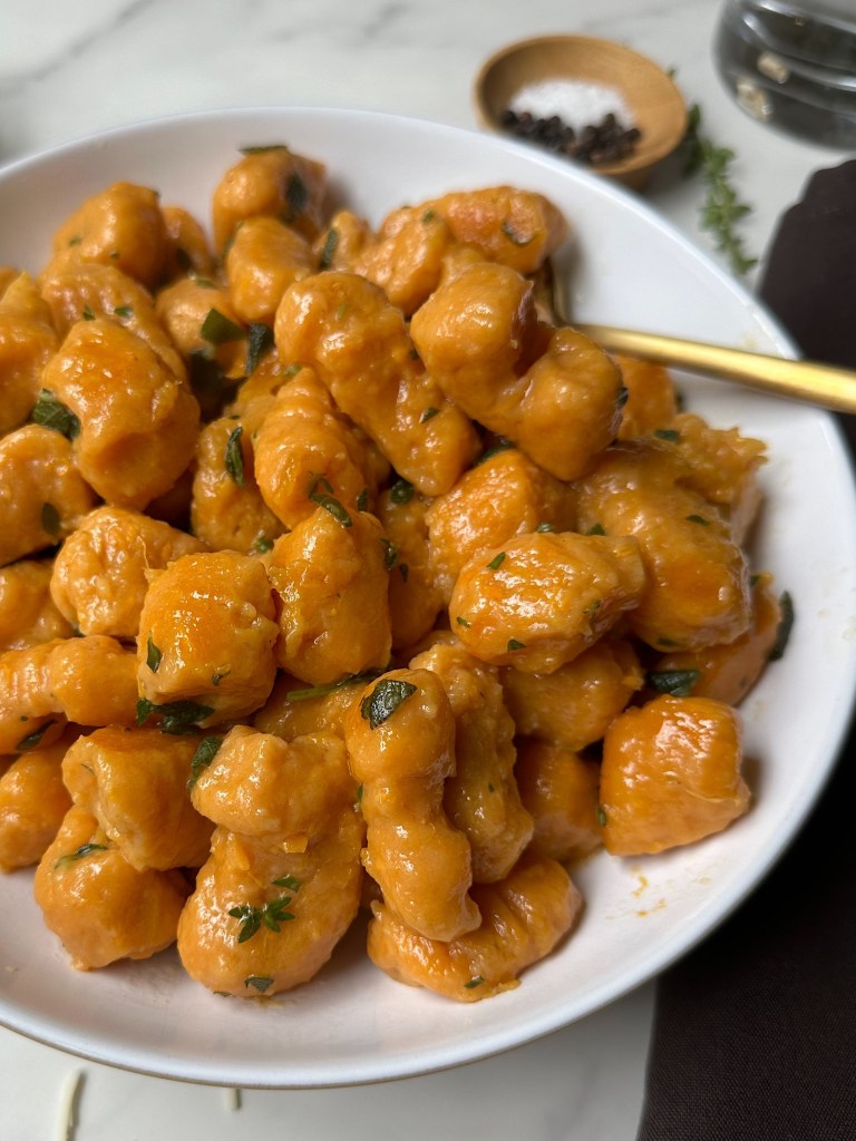 finished vegan sweet potato gnocchi