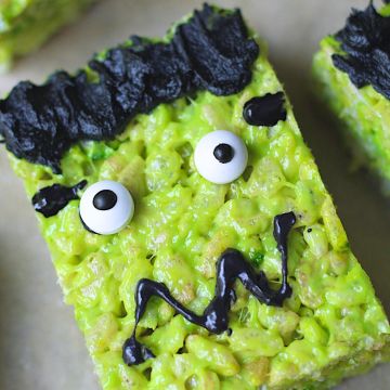 vegan frankenstein rice krispie treats