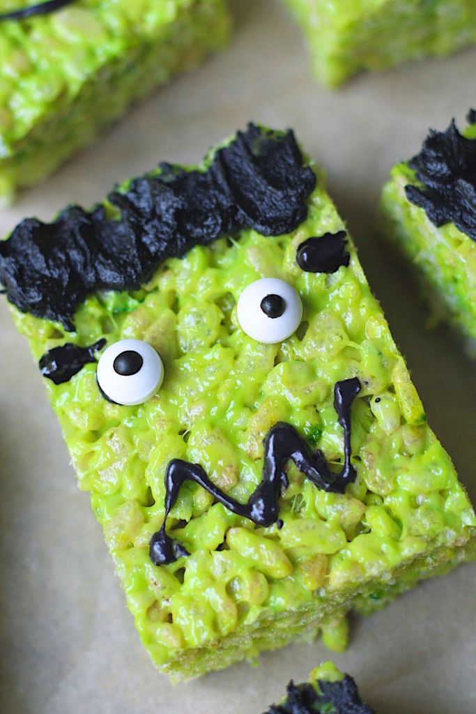 vegan frankenstein rice krispie treats