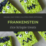 pin image for vegan frankenstein rice krispie treats