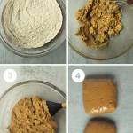 4 steps of making dough for vegan graham crackers