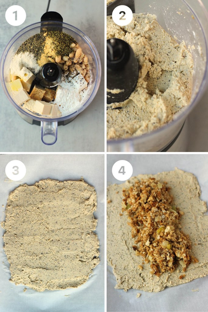4 steps of preparing vegan gluten-free holiday roast