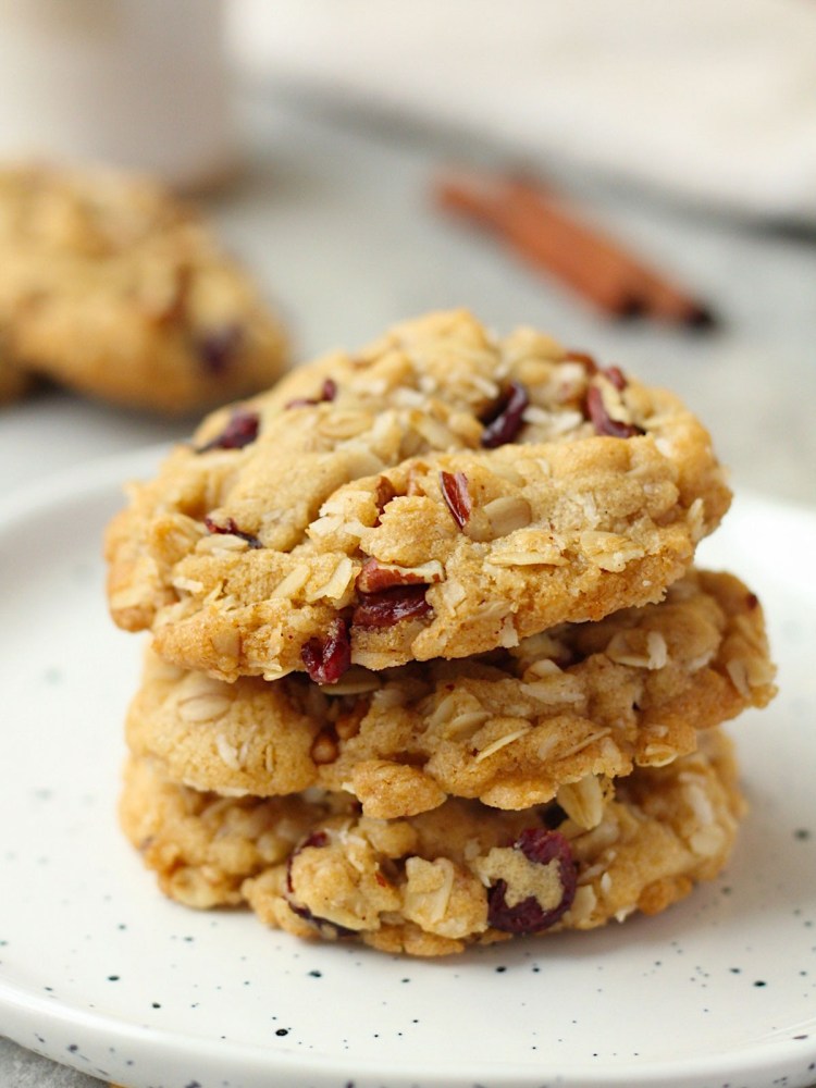 stacked vegan coconut pecan cookies