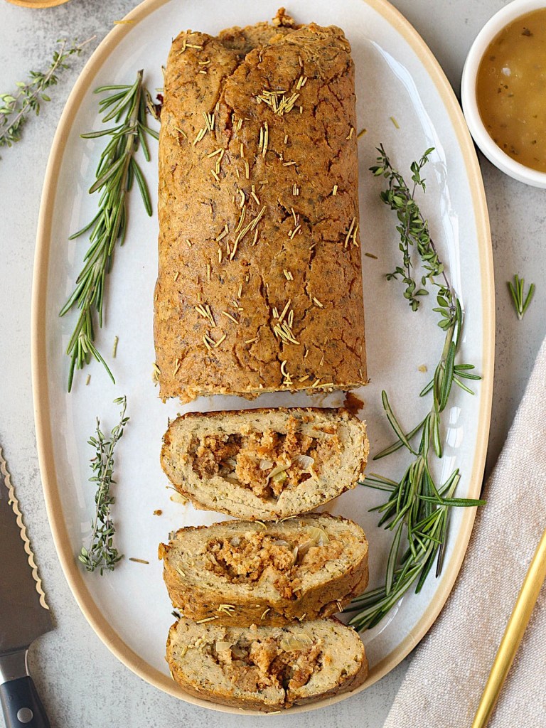 top view sliced gluten-free holiday roast