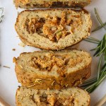 top view sliced vegan gluten-free holiday roast