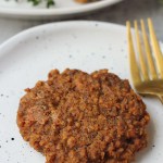 vegan breakfast sausage patties with fork