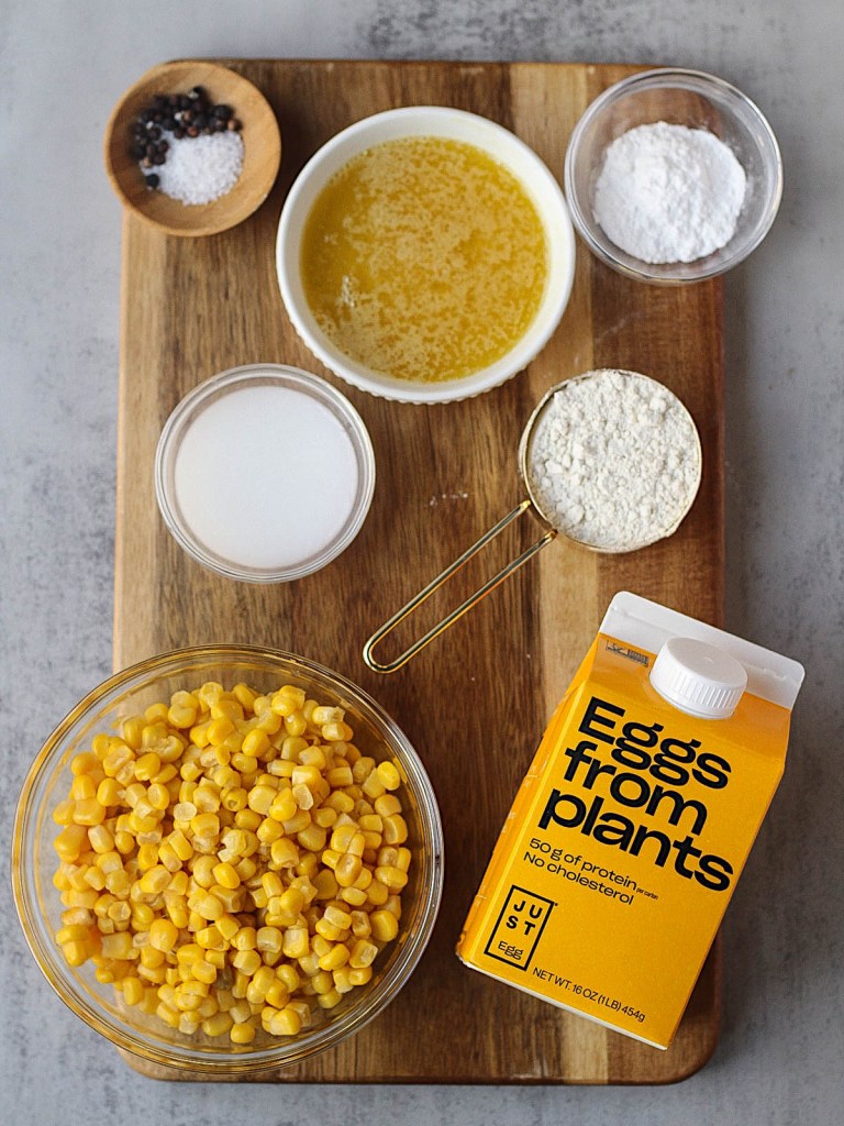 ingredients to make vegan corn pudding
