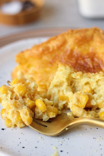 finished vegan corn pudding