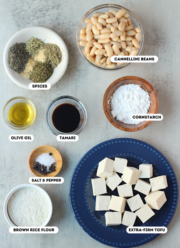 photo with labeled ingredients for vegan gluten-free holiday roast