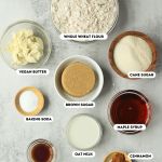 image of labeled ingredients for vegan graham crackers