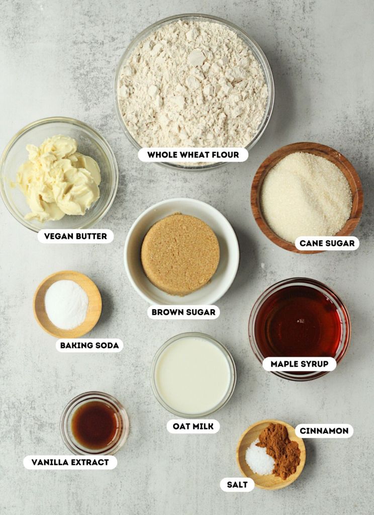 image of labeled ingredients for vegan graham crackers