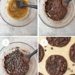 4 steps vegan double chocolate chip cookies dough