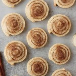 top view pie crust cookies finished, arranged on grey surface