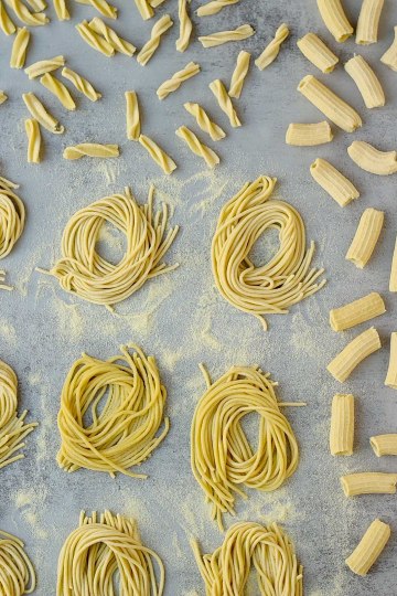 homemade vegan pasta dough 3 shapes