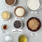 ingredients for vegan double chocolate cookies