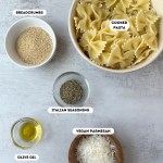 labeled ingredients for air fried pasta chips