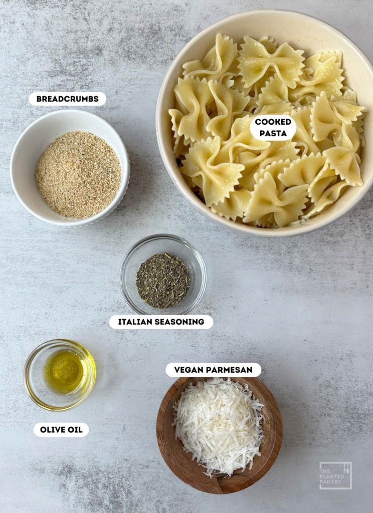 labeled ingredients for air fried pasta chips