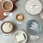ingredients for vegan pie crust cookies labeled