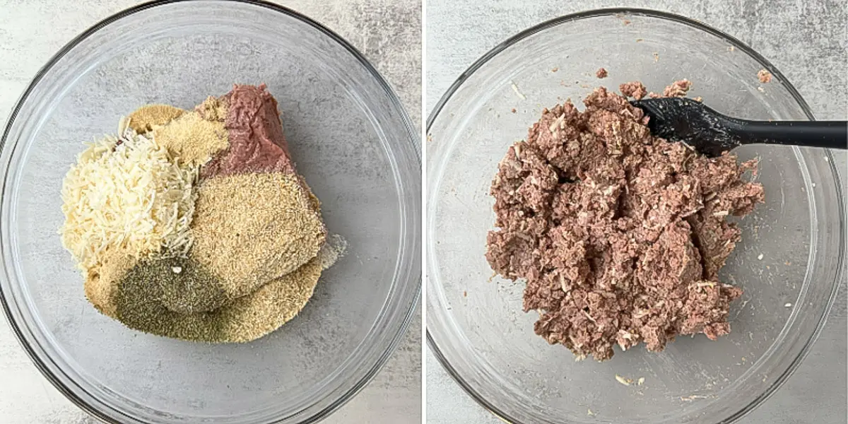 2 steps of mixing beyond meat meatballs